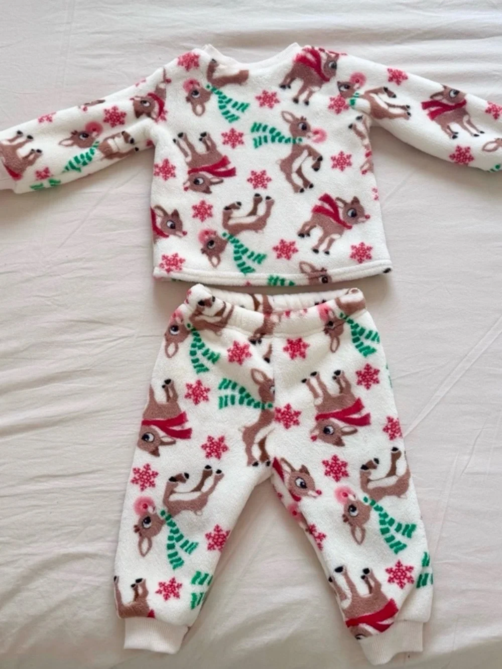 Baby | Fleece Pajama Bundle 6-9 | Bluey, Rudolph Reindeer Set + Snoopy Pants